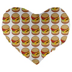 Hamburger Pattern Large 19  Premium Heart Shape Cushions by Simbadda