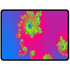 Digital Fractal Spiral Double Sided Fleece Blanket (large)  by Simbadda