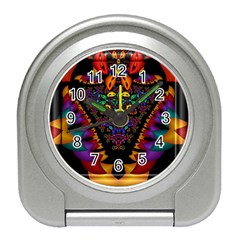 Symmetric Fractal Image In 3d Glass Frame Travel Alarm Clocks by Simbadda