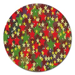 Star Abstract Multicoloured Stars Background Pattern Magnet 5  (round) by Simbadda