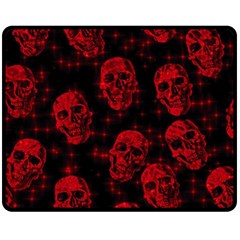 Sparkling Glitter Skulls Red Fleece Blanket (medium)  by ImpressiveMoments