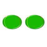 Green Circle Fractal Frame Cufflinks (Oval) Front(Pair)