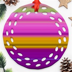 Stripes Colorful Background Colorful Pink Red Purple Green Yellow Striped Wallpaper Ornament (round Filigree) by Simbadda