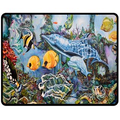 Colorful Aquatic Life Wall Mural Double Sided Fleece Blanket (medium)  by Simbadda