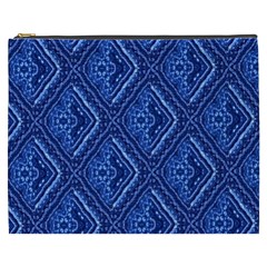 Blue Fractal Background Cosmetic Bag (xxxl)  by Simbadda