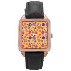 Polka Dots Rose Gold Leather Watch  by Valentinaart