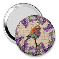 Vintage Bird And Lilac 3  Handbag Mirrors by Valentinaart