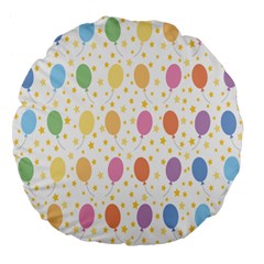 Balloon Star Rainbow Large 18  Premium Flano Round Cushions by Mariart