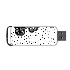 Batik Rain Black Flower Spot Portable Usb Flash (one Side) by Mariart