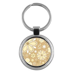 Flower Floral Star Sunflower Grey Key Chains (round)  by Mariart