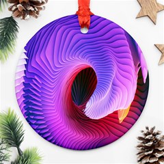 Digital Art Spirals Wave Waves Chevron Red Purple Blue Pink Ornament (round) by Mariart