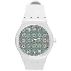 Decorative Ornamental Geometric Pattern Round Plastic Sport Watch (m) by TastefulDesigns