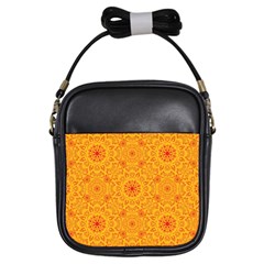 Solar Mandala  Orange Rangoli  Girls Sling Bag by bunart