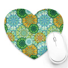 Forest Spirits  Green Mandalas  Heart Mousepad by bunart