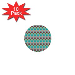 Large Colored Polka Dots Line Circle 1  Mini Buttons (10 Pack)  by Mariart