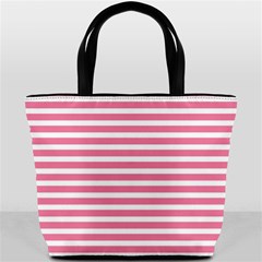 Horizontal Stripes Light Pink Bucket Bags by Mariart