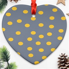 Limpet Polka Dot Yellow Grey Heart Ornament (two Sides) by Mariart