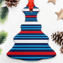 Martini Style Racing Tape Blue Red White Christmas Tree Ornament (two Sides) by Mariart