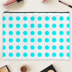Polka Dot Blue White Cosmetic Bag (xxxl)  by Mariart