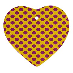 Polka Dot Purple Yellow Orange Heart Ornament (two Sides) by Mariart