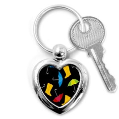 Rain Shoe Boots Blue Yellow Pink Orange Black Umbrella Key Chains (heart)  by Mariart