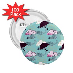 Rain Clouds Umbrella Blue Sky Pink 2 25  Buttons (100 Pack) 