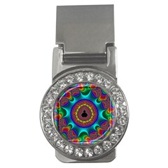 3d Glass Frame With Kaleidoscopic Color Fractal Imag Money Clips (cz)  by Simbadda