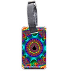 3d Glass Frame With Kaleidoscopic Color Fractal Imag Luggage Tags (one Side)  by Simbadda