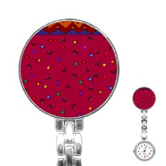 Red Abstract A Colorful Modern Illustration Stainless Steel Nurses Watch by Simbadda