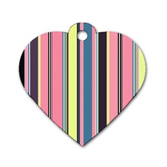 Seamless Colorful Stripes Pattern Background Wallpaper Dog Tag Heart (two Sides) by Simbadda