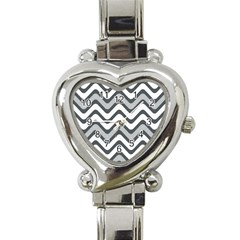 Shades Of Grey And White Wavy Lines Background Wallpaper Heart Italian Charm Watch by Simbadda