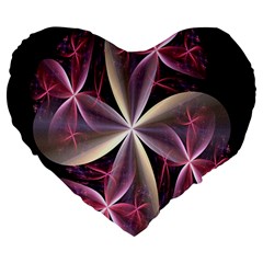 Pink And Cream Fractal Image Of Flower With Kisses Large 19  Premium Flano Heart Shape Cushions by Simbadda