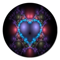 Blue Heart Fractal Image With Help From A Script Magnet 5  (round) by Simbadda