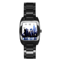 Abstract Of Downtown Chicago Effects Stainless Steel Barrel Watch by Simbadda