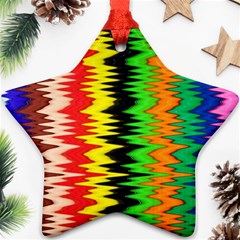 Colorful Liquid Zigzag Stripes Background Wallpaper Star Ornament (two Sides) by Simbadda