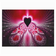 Illuminated Red Hear Red Heart Background With Light Effects Large Glasses Cloth (2-side) by Simbadda