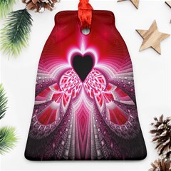 Illuminated Red Hear Red Heart Background With Light Effects Bell Ornament (two Sides) by Simbadda