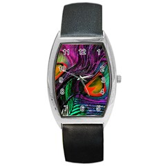 Peacock Feather Rainbow Barrel Style Metal Watch by Simbadda