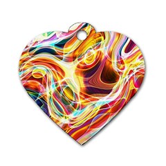 Colourful Abstract Background Design Dog Tag Heart (two Sides)