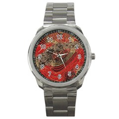 Red Gold Black Background Sport Metal Watch by Simbadda