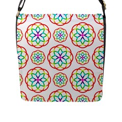 Geometric Circles Seamless Rainbow Colors Geometric Circles Seamless Pattern On White Background Flap Messenger Bag (l)  by Simbadda