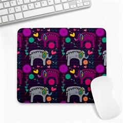 Colorful Elephants Love Background Large Mousepads by Simbadda