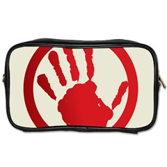 Bloody Handprint Stop Emob Sign Red Circle Toiletries Bags 2-side by Mariart