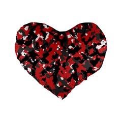 Bloodshot Camo Red Urban Initial Camouflage Standard 16  Premium Heart Shape Cushions by Mariart