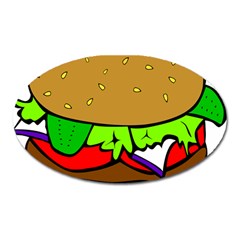 Fast Food Lunch Dinner Hamburger Cheese Vegetables Bread Oval Magnet