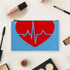 Heartbeat Health Heart Sign Red Blue Cosmetic Bag (medium)  by Mariart