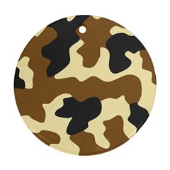 Initial Camouflage Camo Netting Brown Black Ornament (round) by Mariart