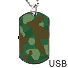 Initial Camouflage Como Green Brown Dog Tag Usb Flash (one Side) by Mariart