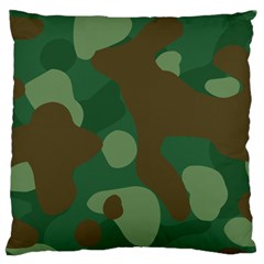 Initial Camouflage Como Green Brown Large Cushion Case (two Sides) by Mariart