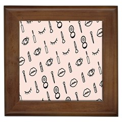 Makeup Tools Eye Mirror Pink Lip Framed Tiles by Mariart